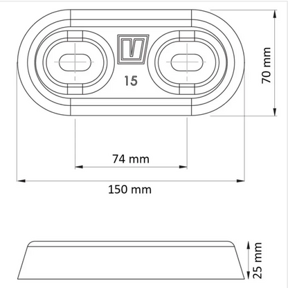 VETUS - Aluminium Rumpf Anode - Typ 15 - 150 mm