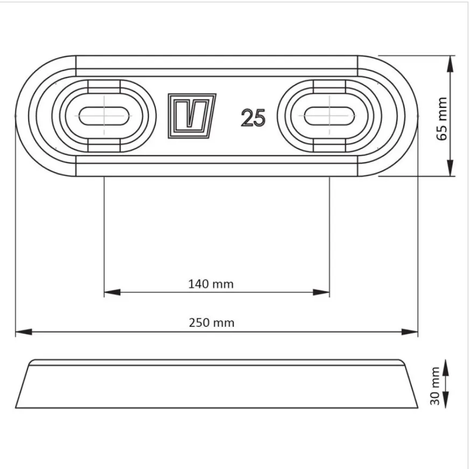 VETUS - Aluminium Rumpf Anode - Typ 25 - 250 mm