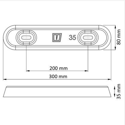 VETUS - Aluminium Rumpf Anode - Typ 35 - 350 mm