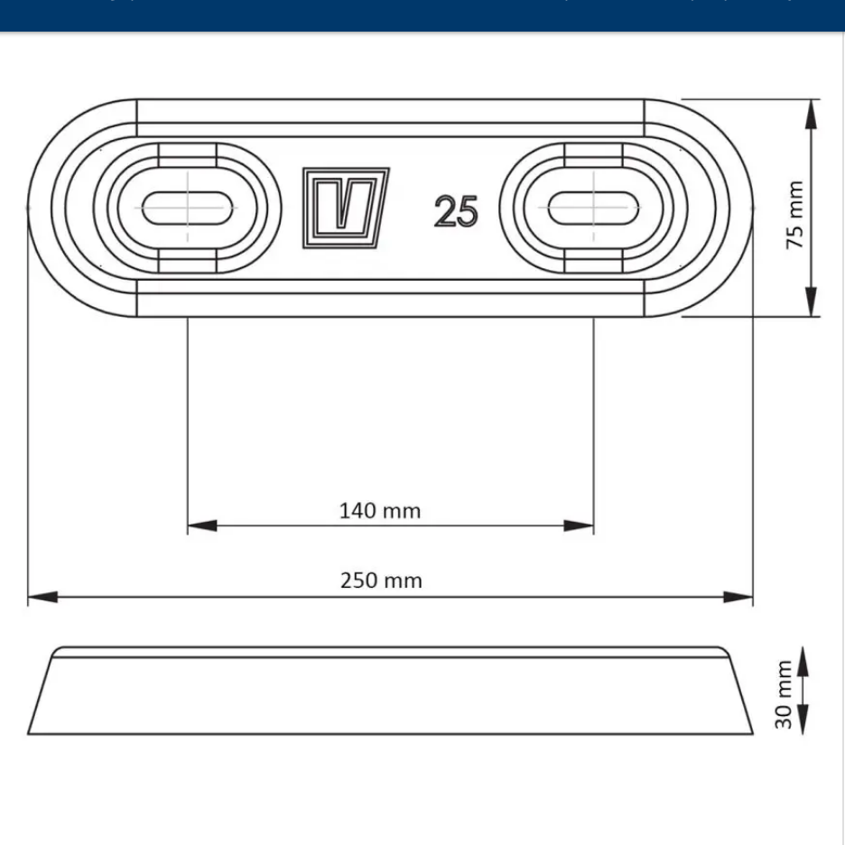 VETUS - Zink Rumpf Anode - Typ 25 - 250 mm