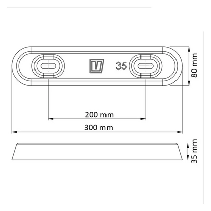 VETUS - Zink Rumpf Anode - Typ 35 - 350 mm